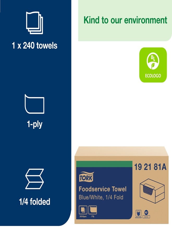 Tork Foodservice Cleaning Towel Blue/White Self Dispensing, 1/4 Folded, 1 x 240 Cloths, 192181A - Image 3